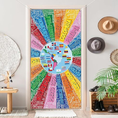 Hispanic Heritage Month Door Cover Spanish Classroom Decorations Latin American Hispanic Maps Banner National Hispanic Heritage Month Backdrop Flag Map Wall Decor Party Supplies in Saudi Arabia