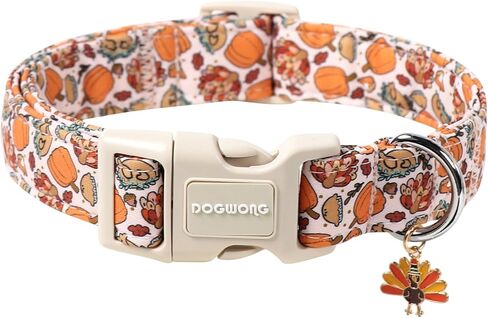 DOGWONG Fall Pumpkin Dog Collar- Cute Daisy Pumpkin Dog Collars Adjustable Orange Halloween Thanksgiving Dog Collar for Small Medium Large Dogs L in Kuwait