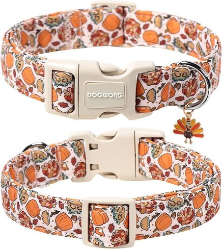 DOGWONG Fall Pumpkin Dog Collar- Cute Daisy Pumpkin Dog Collars Adjustable Orange Halloween Thanksgiving Dog Collar for Small Medium Large Dogs L in Kuwait