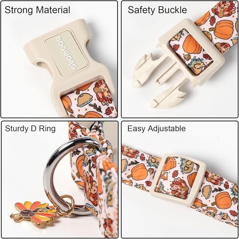 DOGWONG Fall Pumpkin Dog Collar- Cute Daisy Pumpkin Dog Collars Adjustable Orange Halloween Thanksgiving Dog Collar for Small Medium Large Dogs L in Kuwait