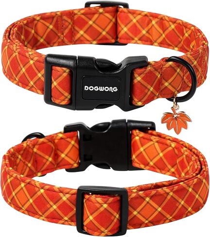 DOGWONG Fall Pumpkin Dog Collar- Cute Daisy Pumpkin Dog Collars Adjustable Orange Halloween Thanksgiving Dog Collar for Small Medium Large Dogs L in Kuwait