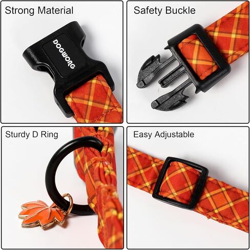DOGWONG Fall Pumpkin Dog Collar- Cute Daisy Pumpkin Dog Collars Adjustable Orange Halloween Thanksgiving Dog Collar for Small Medium Large Dogs L in Kuwait