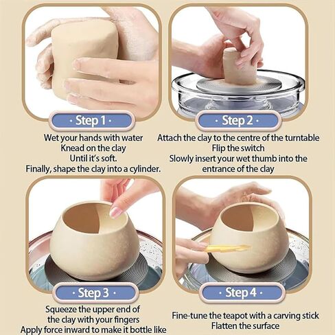 عجلة الخزافين ، عجلة الفخار الصغيرة للأطفال والبالغين ، مجموعة كاملة من الفخار مع الأدوات ، دواسة القدم ، عجلة بوتر القرص الدوار الكهربائي ، طين السيراميك DIY للمبتدئين ، الاستخدام المدرسي والمنزل (Matcha Green) in Kuwait