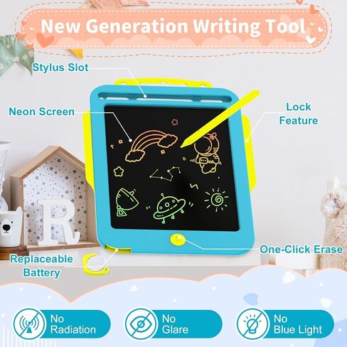 Songkang LCD للكتابة اللوحي للأطفال 8.5 بوصة ، وسادة رسم ملونة مع موقف عرض للخلف ، لعبة التعلم القابلة لإعادة الاستخدام ، هدية عيد ميلاد ، هدية عطلة لـ 3 4 5 6 7 8 9 in Saudi Arabia