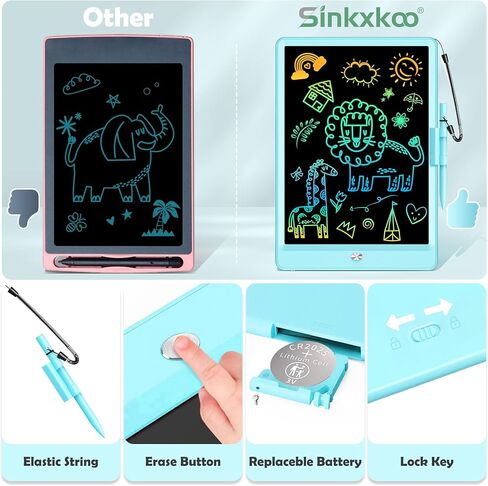 10 Inch LCD Writing Tablet Toy for 3 4 5 6 7 8 Year Olds - Erasable Electronic Drawing Pad and Doodle Board as Montessori Educational - Kids Christmas and Birthday Gifts for Girls and Boys Toy(Pink) in Saudi Arabia