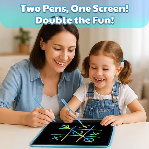 Kayoubi LCD Writing Tablet for Kids, 14.5 Inch Jumbo Screen with Double Pen, No-Mess Reusable Colorful Doodle Board Toys, Gifts for 3 4 5 6 7 8 Year Old Boys & Girls (Blue) in Saudi Arabia