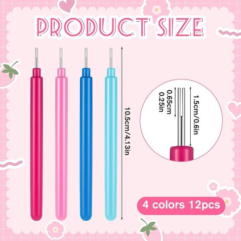 Paper Quilling Tools Quilling Slotted Tool Rolling Curling Needle Pen DIY Card Making Paper Pen Art Craft Handmade Supplies, 4 Colors, 12 Pcs in Saudi Arabia
