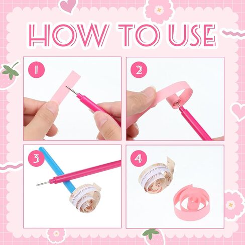 Paper Quilling Tools Quilling Slotted Tool Rolling Curling Needle Pen DIY Card Making Paper Pen Art Craft Handmade Supplies, 4 Colors, 12 Pcs in Saudi Arabia