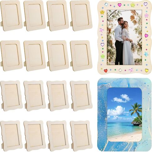 16 Pack Wooden Picture Frames for Crafts, 4" x 6" Photos Wooden Frames for Crafts,Unfinished Picture Frame Craft for Birthday Party Wedding Gifts in Saudi Arabia