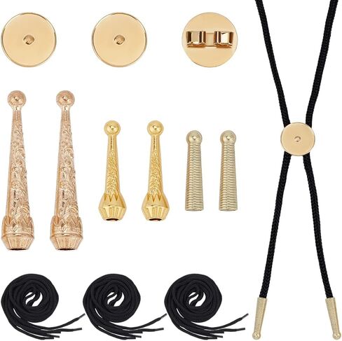 Wadorn Bolo Tie Finding Kit ، Sliver Bolo Tie Tip Buckle Puckle Building مع End Cord 3pcs Round Slides Pack 3 Strands Nylon Cord in Saudi Arabia