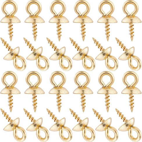 Sunnyclue 1 Box 60pcs Cup Pearl Bail Cup Peg Peg Bails 304 Stainste Stefic Steel Screw Pins Clasps Hooks Bead Cap Cap Bin Procks for Jewelry Making Come Diy Half Beads Supplies Supplies in Saudi Arabia