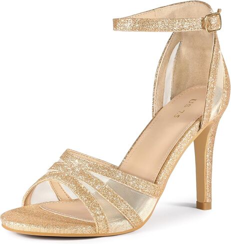 Allegra K Women's Glitter Ankle Strap Stiletto Heels Sandals in Saudi Arabia