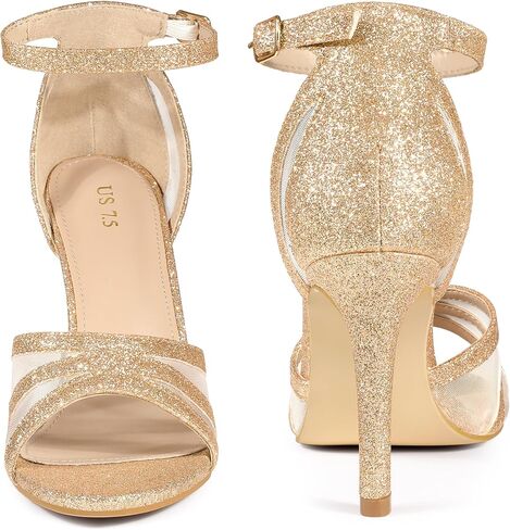 Allegra K Women's Glitter Ankle Strap Stiletto Heels Sandals in Saudi Arabia