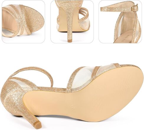 Allegra K Women's Glitter Ankle Strap Stiletto Heels Sandals in Saudi Arabia