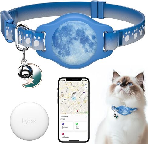 طوق Cat Tracker 8-12 "طوق Cat Airtag المقاوم للماء مع علامة الباحث ، متوافق مع Apple Find My ، الانفصالي مع نمط عاكس و Bell (Starry Meow) in Kuwait