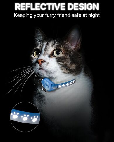 طوق Cat Tracker 8-12 "طوق Cat Airtag المقاوم للماء مع علامة الباحث ، متوافق مع Apple Find My ، الانفصالي مع نمط عاكس و Bell (Starry Meow) in Kuwait