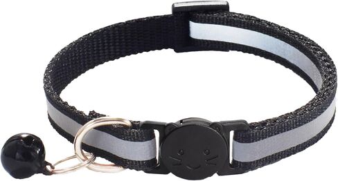 3 Pack Reflective and Breakaway Cat Collars with Bells，Adjustable Kitten Collars from 7.5 to 12.5 Inches, Ideal of Kitten Collar, Suitable for Girls and Boys (Black) in Saudi Arabia