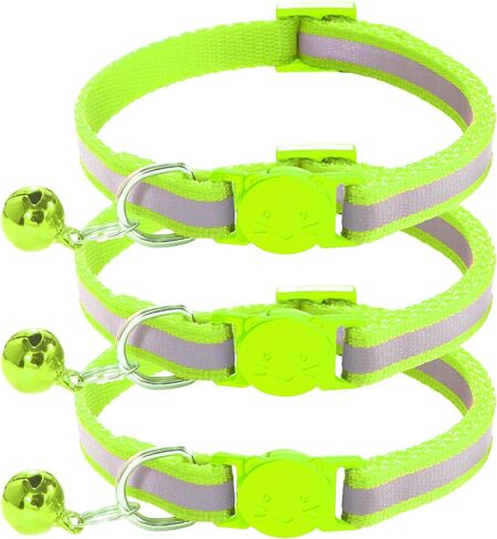 3 Pack Reflective and Breakaway Cat Collars with Bells，Adjustable Kitten Collars from 7.5 to 12.5 Inches, Ideal of Kitten Collar, Suitable for Girls and Boys (Black) in Saudi Arabia