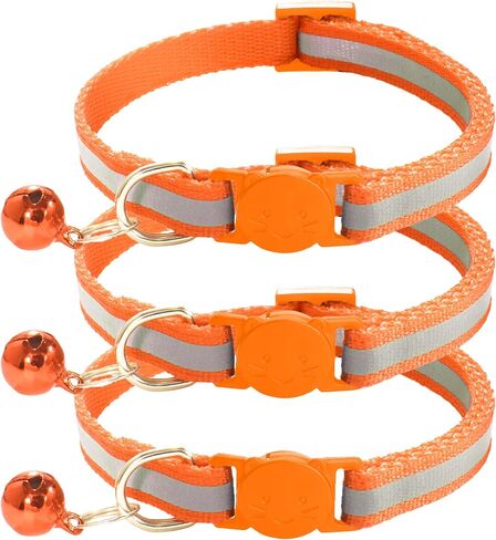 3 Pack Reflective and Breakaway Cat Collars with Bells，Adjustable Kitten Collars from 7.5 to 12.5 Inches, Ideal of Kitten Collar, Suitable for Girls and Boys (Black) in Saudi Arabia
