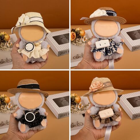 Doll Clothing Set (No Doll), Cute Cropped Straw Hat, Crossbody Bag, Dress, Suitable for 15-17cm Dolls, Outfit Accessory Set for Unique Styling (Blue) in Saudi Arabia