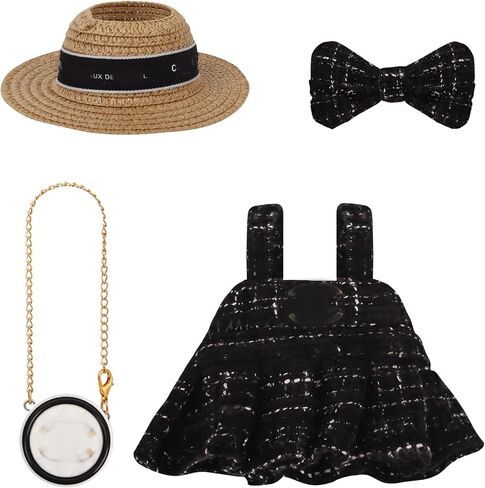 Doll Clothing Set (No Doll), Cute Cropped Straw Hat, Crossbody Bag, Dress, Suitable for 15-17cm Dolls, Outfit Accessory Set for Unique Styling (Blue) in Saudi Arabia