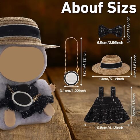 Doll Clothing Set (No Doll), Cute Cropped Straw Hat, Crossbody Bag, Dress, Suitable for 15-17cm Dolls, Outfit Accessory Set for Unique Styling (Blue) in Saudi Arabia