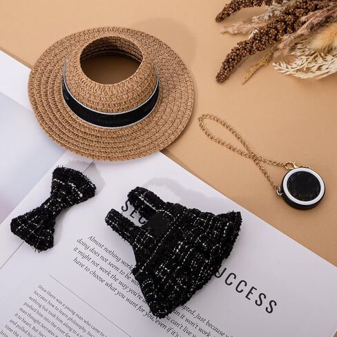 Doll Clothing Set (No Doll), Cute Cropped Straw Hat, Crossbody Bag, Dress, Suitable for 15-17cm Dolls, Outfit Accessory Set for Unique Styling (Blue) in Saudi Arabia