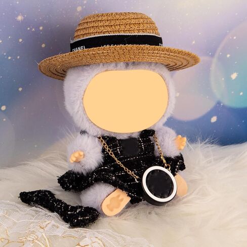 Doll Clothing Set (No Doll), Cute Cropped Straw Hat, Crossbody Bag, Dress, Suitable for 15-17cm Dolls, Outfit Accessory Set for Unique Styling (Blue) in Saudi Arabia
