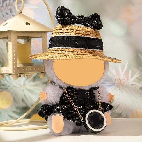Doll Clothing Set (No Doll), Cute Cropped Straw Hat, Crossbody Bag, Dress, Suitable for 15-17cm Dolls, Outfit Accessory Set for Unique Styling (Blue) in Saudi Arabia