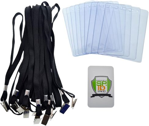 10 Pack - Premium 3x4 Name Badge Bertical with Lanyard - Scled Plastic Event Badge Sleeve with Lanyards for Events - اسم علامة اسم كبير 3 × 4 بواسطة معرف متخصص (ألوان متنوعة) in Saudi Arabia