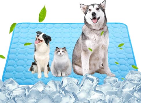 SOMOYA Dog Self Cooling Mat Pet Washable Cooling Pads Blanket Sleeping Kennel Mat,Ice Silk Sleep Mat Pad Non-Toxic Breathable Sleep Bed Beach for Large Dogs Cats (Blue, 27.5x39.4 in) in Kuwait