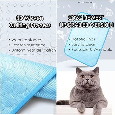 SOMOYA Dog Self Cooling Mat Pet Washable Cooling Pads Blanket Sleeping Kennel Mat,Ice Silk Sleep Mat Pad Non-Toxic Breathable Sleep Bed Beach for Large Dogs Cats (Blue, 27.5x39.4 in) in Kuwait