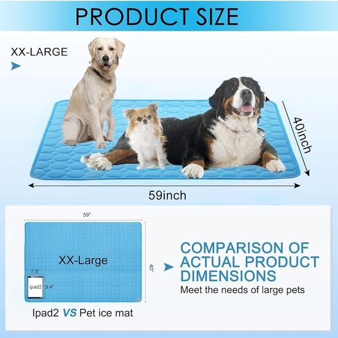 SOMOYA Dog Self Cooling Mat Pet Washable Cooling Pads Blanket Sleeping Kennel Mat,Ice Silk Sleep Mat Pad Non-Toxic Breathable Sleep Bed Beach for Large Dogs Cats (Blue, 27.5x39.4 in) in Kuwait