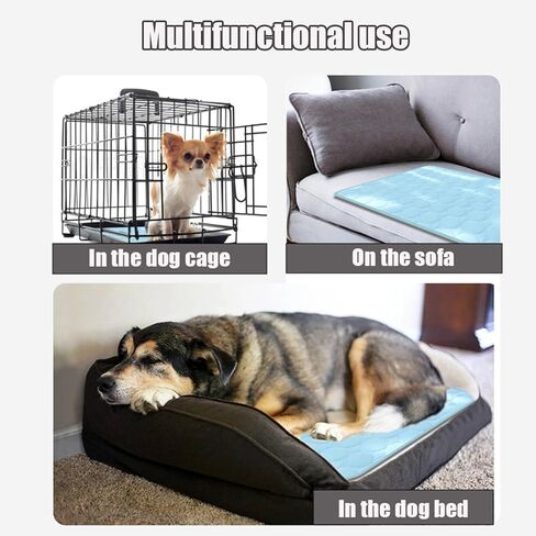 Upgraded Dog Cooling Mat, Pet Cooling Mats, Washable & Portable Pet Soft Pad, Foldable & Non-Slip Dog mats, Indoor Outdoor Uses in Kennel, Bed, Sofa or Car(Blue, M: 62×50 cm | 24×20 inch) in Kuwait