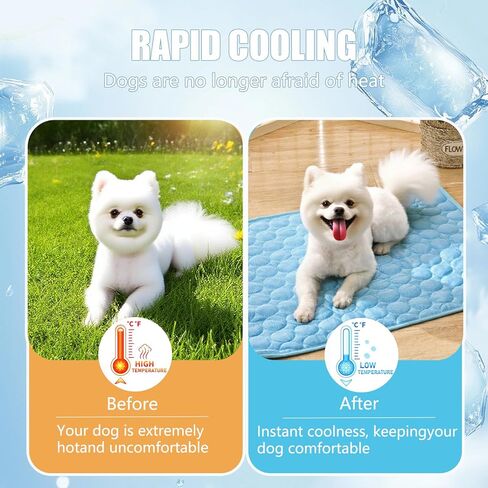 Upgraded Dog Cooling Mat, Pet Cooling Mats, Washable & Portable Pet Soft Pad, Foldable & Non-Slip Dog mats, Indoor Outdoor Uses in Kennel, Bed, Sofa or Car(Blue, M: 62×50 cm | 24×20 inch) in Kuwait