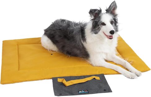 Outdoor Foldable Dog Mat Durable Teflon-Coated Oxford Material Waterproof Thin Dog pad Travel-Friendly Machine Washable Design for Camping/Car (Yellow, Small (27.6 * 19.7 * 1.57 in)) in Saudi Arabia