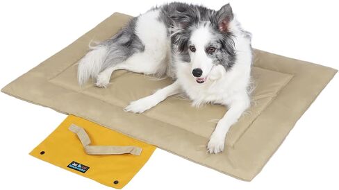 Outdoor Foldable Dog Mat Durable Teflon-Coated Oxford Material Waterproof Thin Dog pad Travel-Friendly Machine Washable Design for Camping/Car (Yellow, Small (27.6 * 19.7 * 1.57 in)) in Saudi Arabia