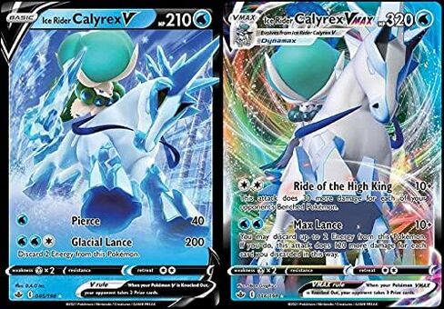 ICE Rider Calyrex - Vmax & V - عهد تقشعر له الأبدان - بطاقة نادرة للغاية - 045/198 & 046/198 - Holo Rare in Saudi Arabia