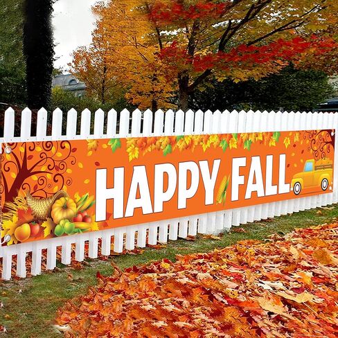 Katchon ، Happy Fall Yard Banner - Xtralarge ، 120 × 20 بوصة | زخارف مهرجان الخريف في الهواء الطلق | لافتات السقوط لزخارف السقوط | أصدقاء الحفلات زخارف | الشكر الزخارف في الهواء الطلق in Saudi Arabia