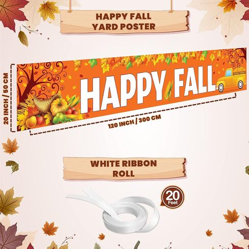 Katchon ، Happy Fall Yard Banner - Xtralarge ، 120 × 20 بوصة | زخارف مهرجان الخريف في الهواء الطلق | لافتات السقوط لزخارف السقوط | أصدقاء الحفلات زخارف | الشكر الزخارف في الهواء الطلق in Saudi Arabia