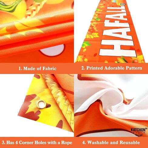 Katchon ، Happy Fall Yard Banner - Xtralarge ، 120 × 20 بوصة | زخارف مهرجان الخريف في الهواء الطلق | لافتات السقوط لزخارف السقوط | أصدقاء الحفلات زخارف | الشكر الزخارف في الهواء الطلق in Saudi Arabia