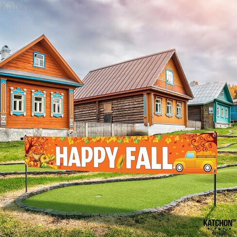 Katchon ، Happy Fall Yard Banner - Xtralarge ، 120 × 20 بوصة | زخارف مهرجان الخريف في الهواء الطلق | لافتات السقوط لزخارف السقوط | أصدقاء الحفلات زخارف | الشكر الزخارف في الهواء الطلق in Saudi Arabia