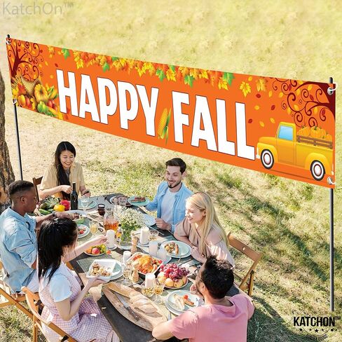 Katchon ، Happy Fall Yard Banner - Xtralarge ، 120 × 20 بوصة | زخارف مهرجان الخريف في الهواء الطلق | لافتات السقوط لزخارف السقوط | أصدقاء الحفلات زخارف | الشكر الزخارف في الهواء الطلق in Saudi Arabia