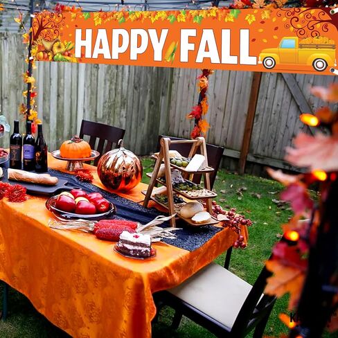 Katchon ، Happy Fall Yard Banner - Xtralarge ، 120 × 20 بوصة | زخارف مهرجان الخريف في الهواء الطلق | لافتات السقوط لزخارف السقوط | أصدقاء الحفلات زخارف | الشكر الزخارف في الهواء الطلق in Saudi Arabia