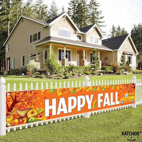 Katchon ، Happy Fall Yard Banner - Xtralarge ، 120 × 20 بوصة | زخارف مهرجان الخريف في الهواء الطلق | لافتات السقوط لزخارف السقوط | أصدقاء الحفلات زخارف | الشكر الزخارف في الهواء الطلق in Saudi Arabia