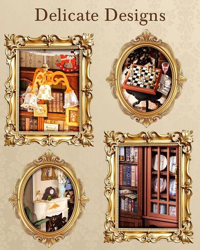 Rolife DIY Miniature House Kit Parlor Victorian 1:18 Scale Dollhouse Diorama ، Tiny House Building Kit على رف الكتب العتيقة الحرف اليدوية للبالغين هدية للبنين الفتيات (غرفة المعيشة في كاثرين) in Saudi Arabia