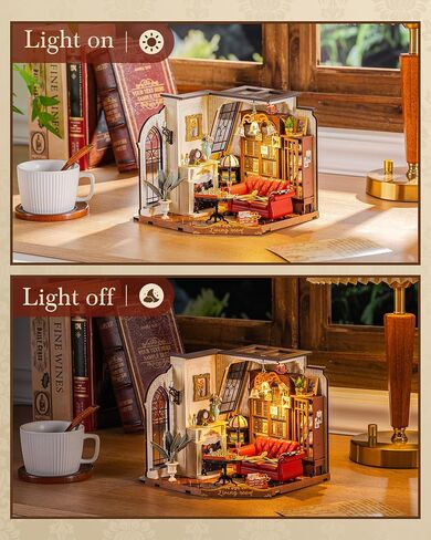 Rolife DIY Miniature House Kit Parlor Victorian 1:18 Scale Dollhouse Diorama ، Tiny House Building Kit على رف الكتب العتيقة الحرف اليدوية للبالغين هدية للبنين الفتيات (غرفة المعيشة في كاثرين) in Saudi Arabia