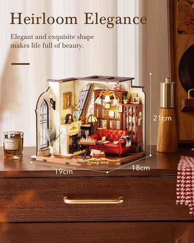Rolife DIY Miniature House Kit Parlor Victorian 1:18 Scale Dollhouse Diorama ، Tiny House Building Kit على رف الكتب العتيقة الحرف اليدوية للبالغين هدية للبنين الفتيات (غرفة المعيشة في كاثرين) in Saudi Arabia