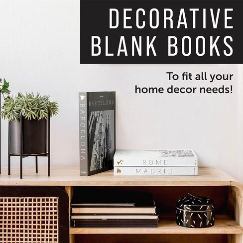 Set of 3 XL Decorative Blank Hardcover Books for Decoration - Great for Tabletops, Coffee Tables, & Bookshelves - City Theme Minimalist Home Decor - Madrid, Rome, Barcelona in Saudi Arabia