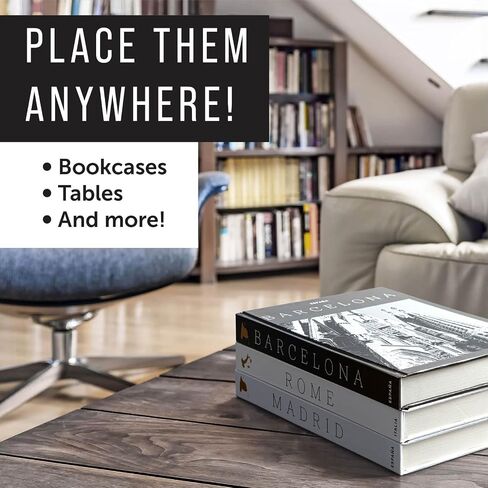 Set of 3 XL Decorative Blank Hardcover Books for Decoration - Great for Tabletops, Coffee Tables, & Bookshelves - City Theme Minimalist Home Decor - Madrid, Rome, Barcelona in Saudi Arabia